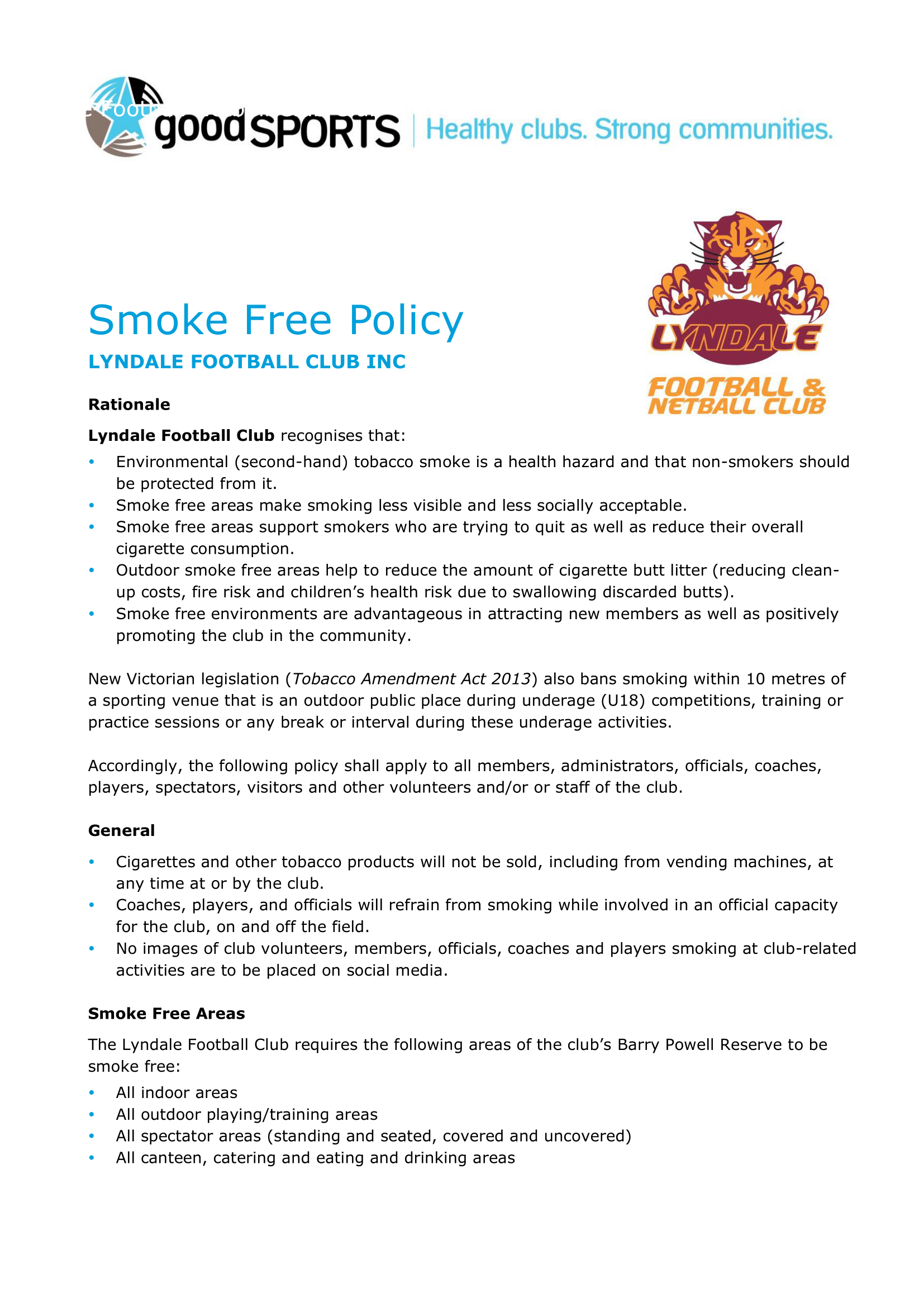 Smoke Free Policy - 1