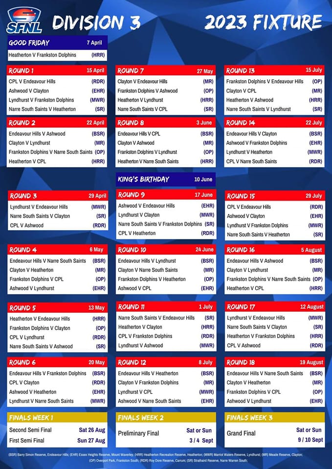 Senior Fixtures - Lyndhurst Football Netball Club